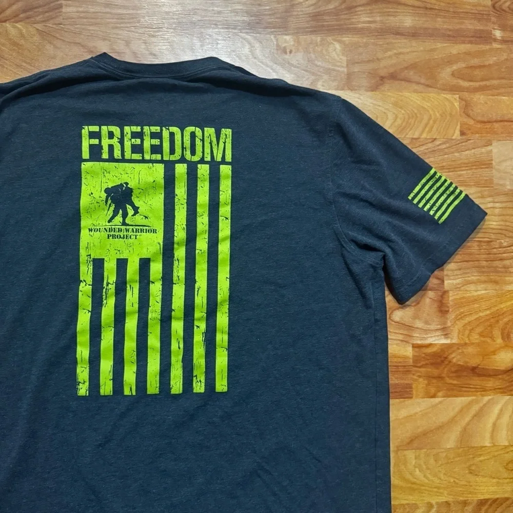 Under Armour Wounded Warrior Project T Shirt Gray UA Freedom USA Tee Men’s Sz L - Picture 9 of 13